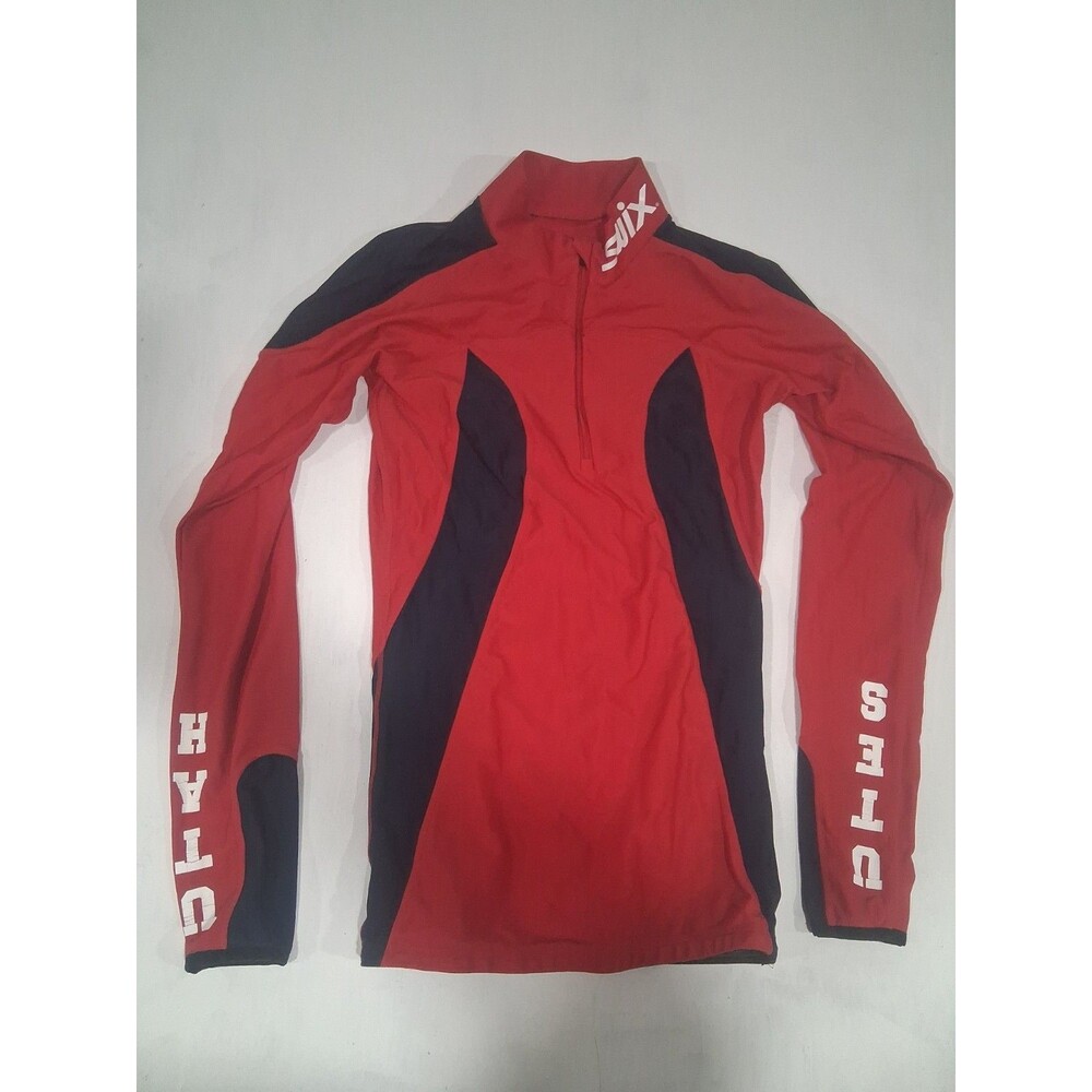 Swix 1/4 Zip Pullover Unisex Large Red Nordic Ski Base Layer Utah Utes Team